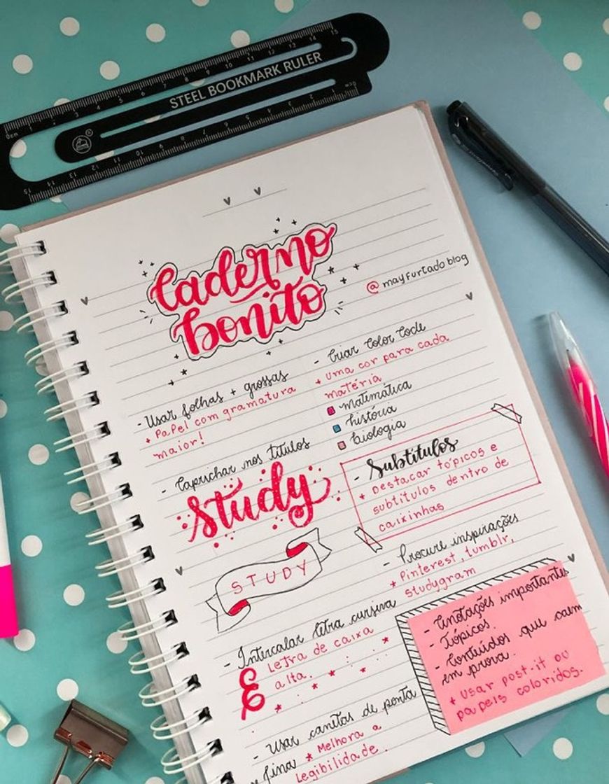 Fashion Inspiração de caderno organizado 