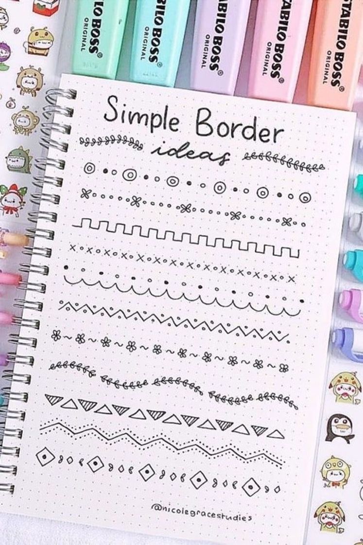 Moda Bordas simples para o caderno✨