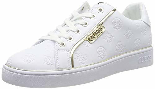 Moda Guess Banq/Active Lady/Leather Like, Zapatillas de Gimnasia para Mujer, Beige