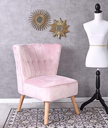Unbekannt Vintage Sillón Color Rosa terciopelo terciopelo silla años 50 estilo cocktail silla Palazzo Exklusiv