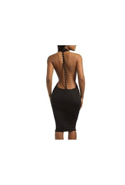 Moda Vestido Mujer Sexy Corto Ajustado Verano Cuello en V Profundo sin Espalda