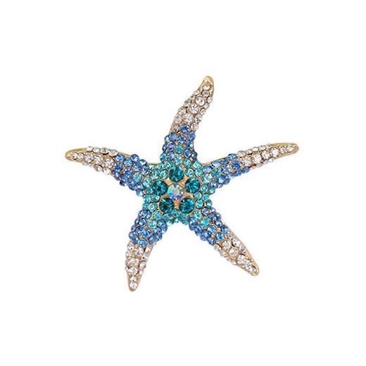 YAZILIND delicadas Estrellas de mar incrustados Rhinestones aleación Broche Pins Mujeres niñas