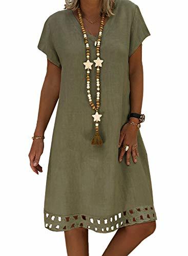 Social Aleumdr Mujer Vestido Suelto Mangas Cortas Vestido de Blusa de Liso Faldas