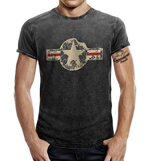 Camiseta para el fan del ejército estadounidense con aspecto de vaqueros desgastados