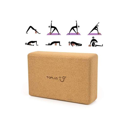 Toplus - Bloque de yoga para principiantes y avanzados de 100% corcho