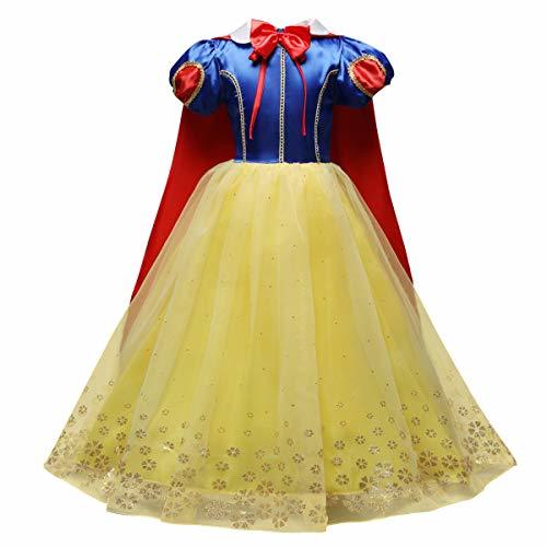 Place IWEMEK Traje de Princesa Blancanieves Disfraz de Carnaval con Cabo Vestido de