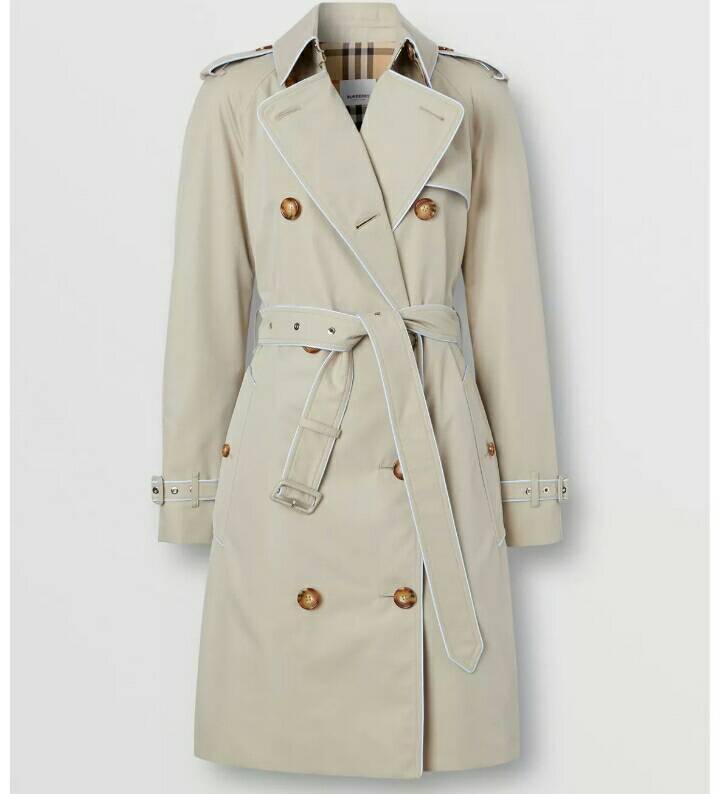 Moda Trench coat de gabardine de algodão