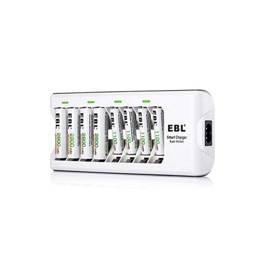 EBL 808 Cargador de pilas con 4 Unidades de AA 2800mAh y
