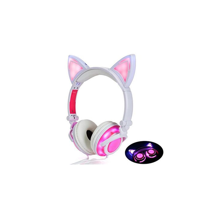 Social LIMSON Auriculares Sobre la Oreja con Oreja de gato, Headphones Plegables Recargables