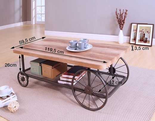 Retro style table with wheels