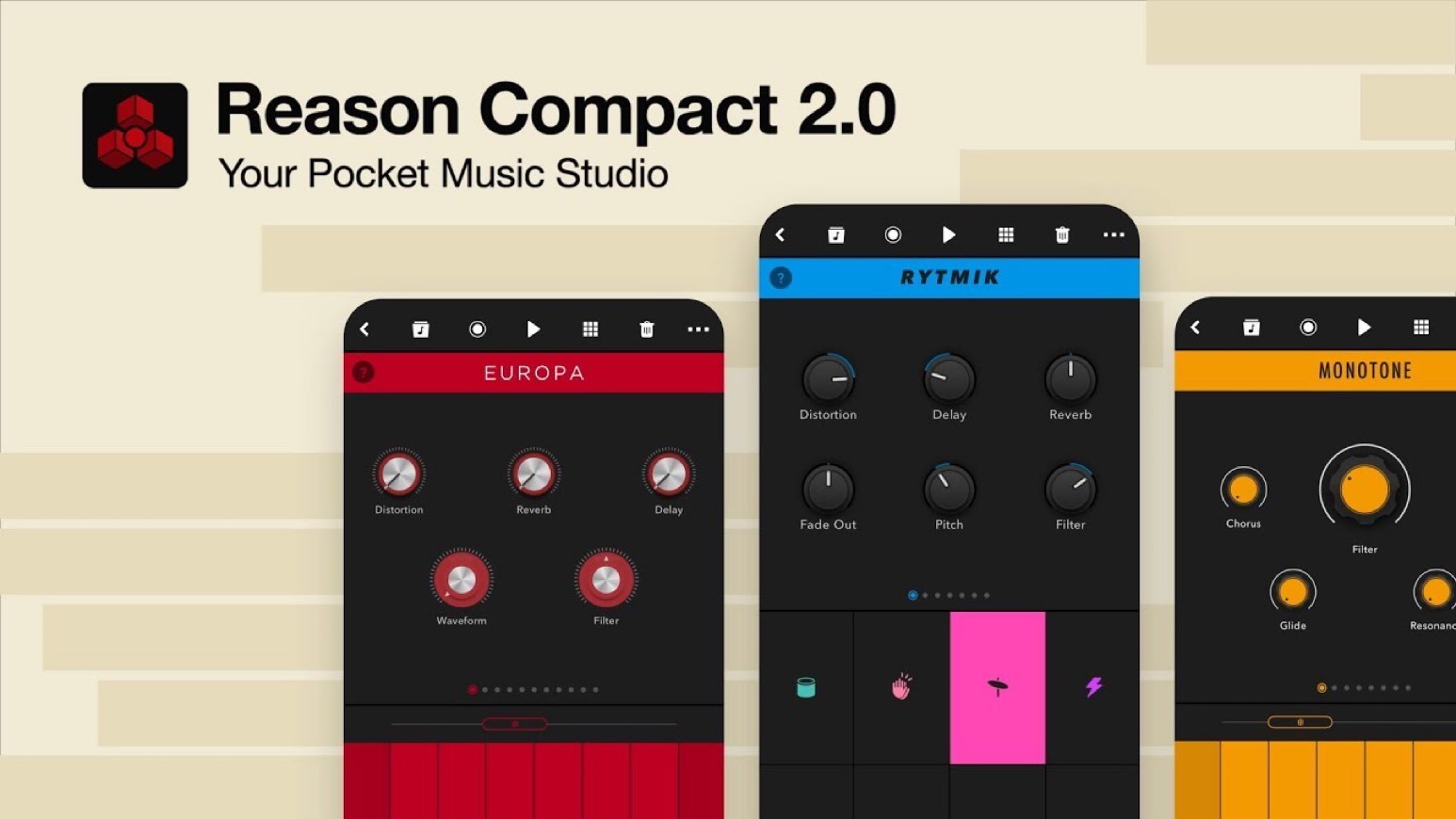 Moda Freeware, IOS app, Groovebox, Reason Compact