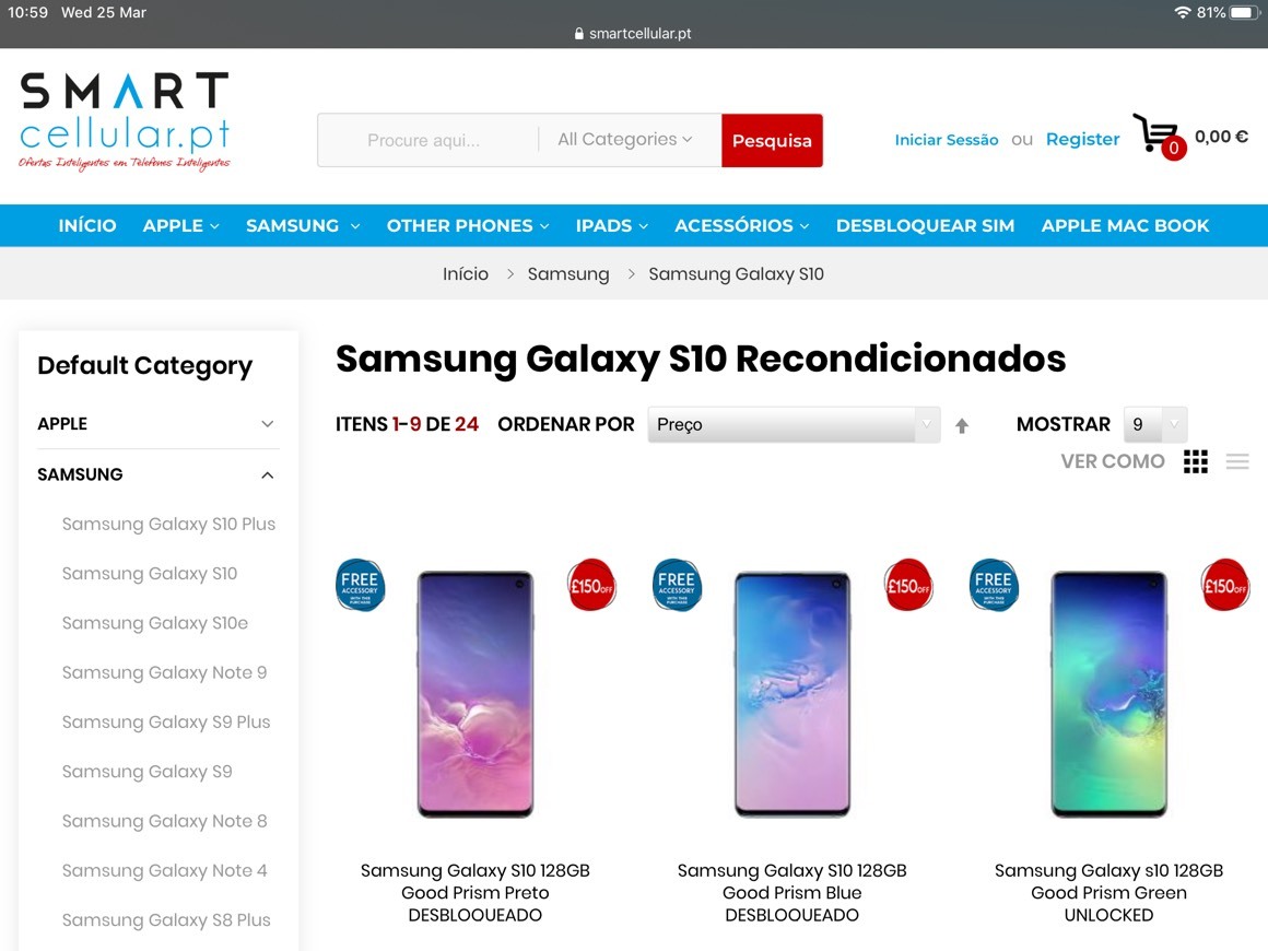 Moda Samsung S10 recondicionados a partir de 403 € 