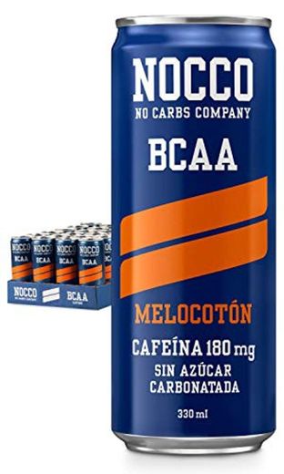 NOCCO BCAA Melocotón 24 x 330ml Bebida energética funcional sin azúcar No Carbs Company Enriquecida con vitaminas Con cafeína Bebidas funcionales de sabores para deportistas