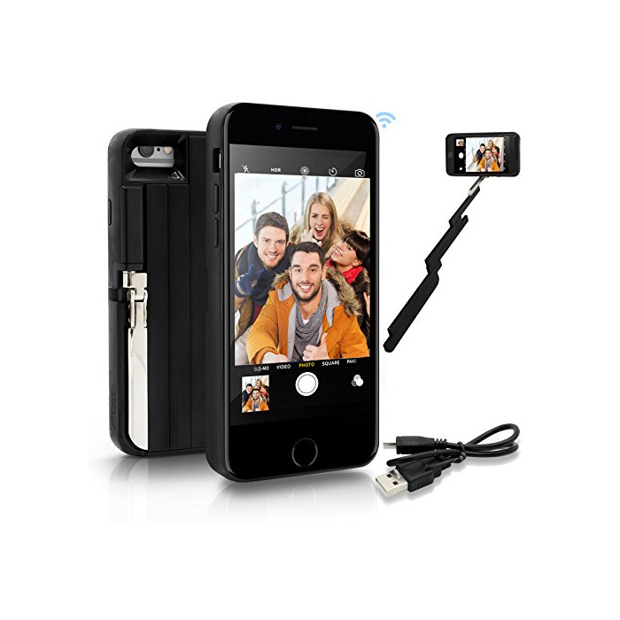 Electrónica STIKBOX Original iPhone 7- Selfie Stick de Aluminio Negro con Bluetooth Incorporado