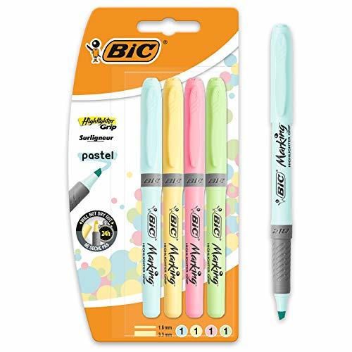 BIC Highlighter Grip Pastel - Blíster de 4 unidades