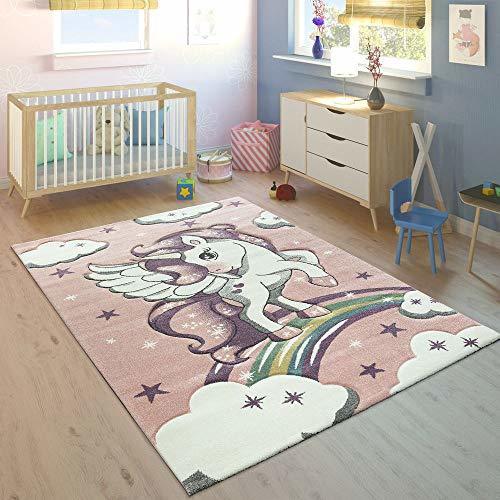 Lugar Alfombra Infantil Arco Iris Unicornio Pastel Rosa, tamaño