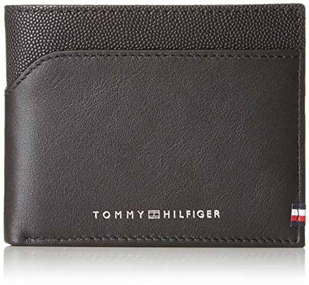 Moda Tommy Hilfiger - Bi-Material Mini CC Wallet, Tarjeteros Hombre, Negro