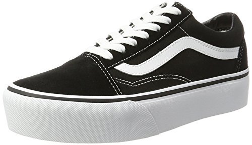 Fashion Vans Old Skool Platform, Zapatillas para Mujer, Negro