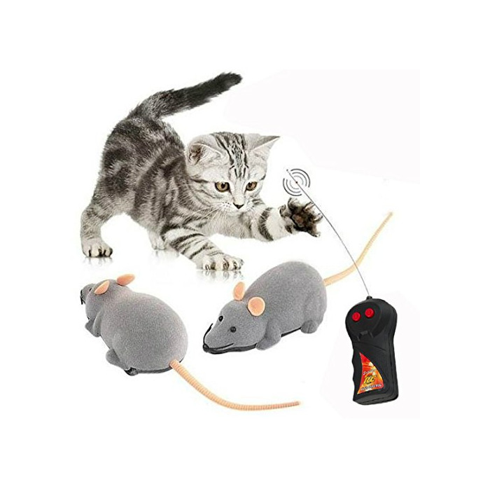 Product Cisixin Juguete RC Rata Ratón con Control Remoto inalámbrico para Gatos Perros