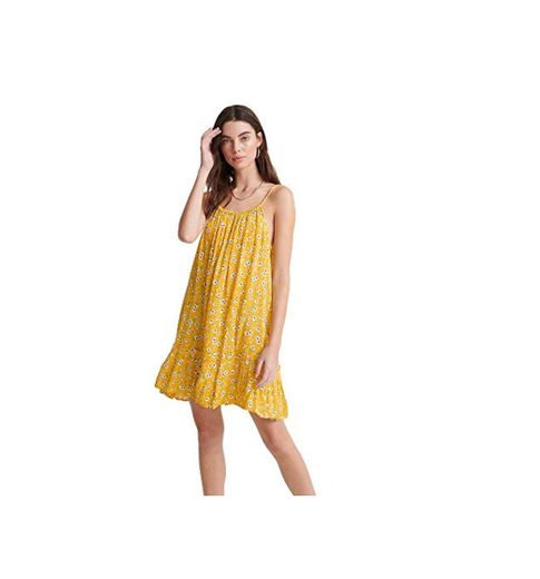 Superdry Daisy Beach Dress Vestido, Amarillo