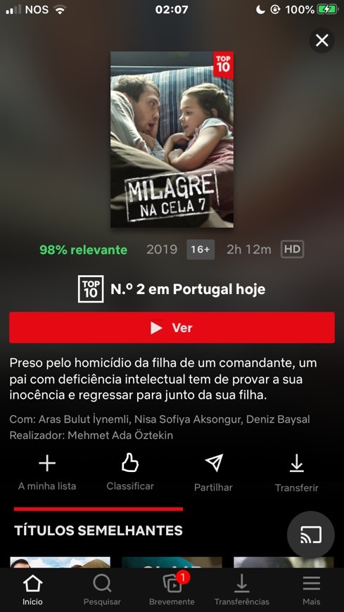 Película O Milagre da cela 7 