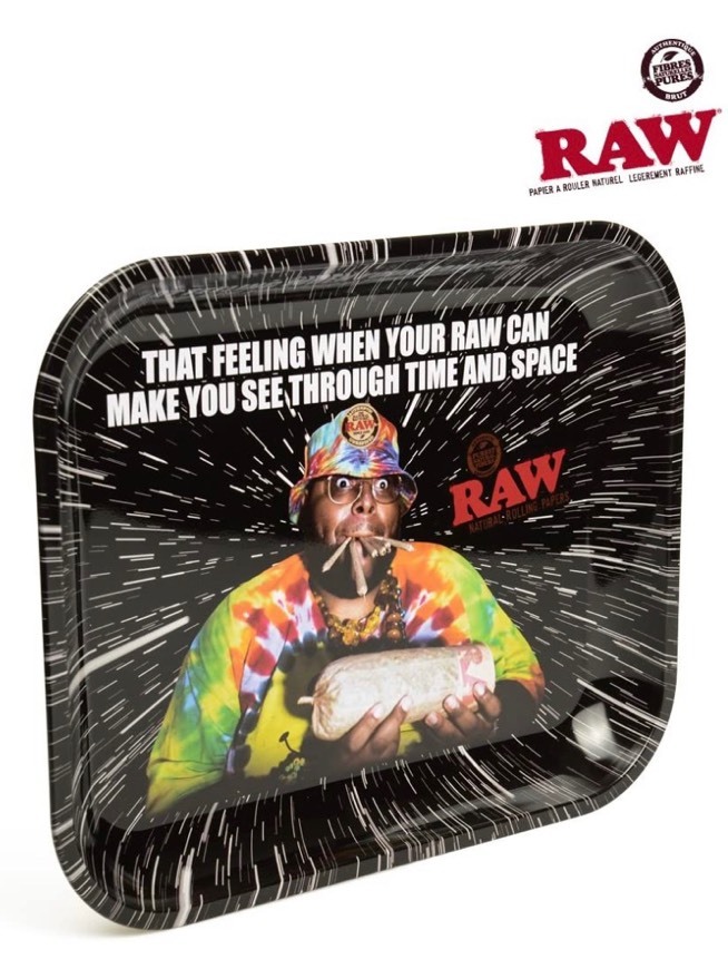 Raw - Bandeja de papel de liar de metal con diseño 