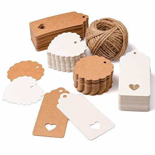 Social SuMille 200 piezas Etiquetas regalo etiquetas papel kraft de regalo de bricolaje