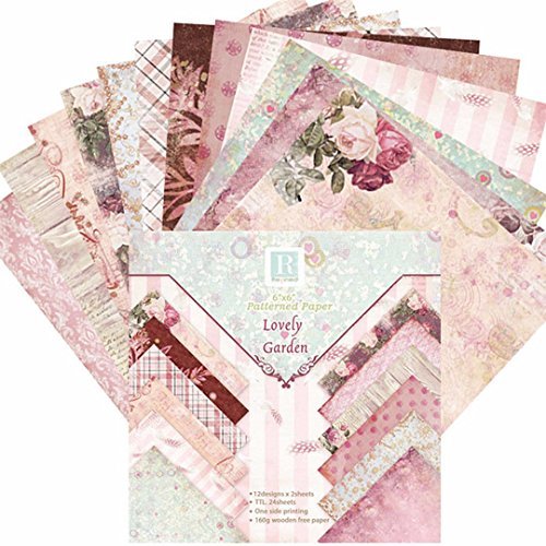 Social 24 Hojas de Paper Pack Scrapbooking Estampado Flores Románticas Vintage para DIY