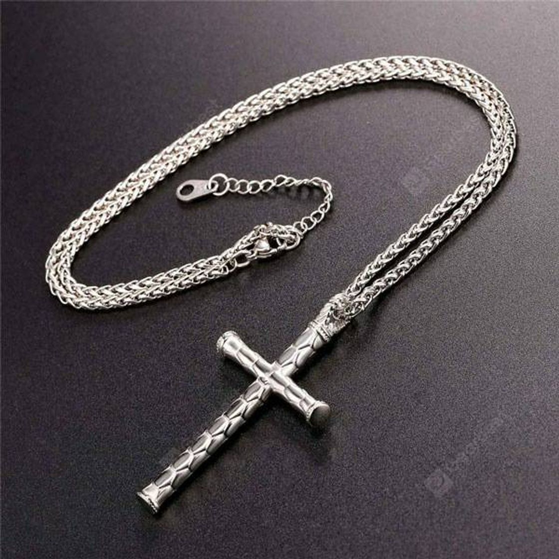 Moda Stainless Steel Crucifix Pendant Necklace - Stainless Steel
