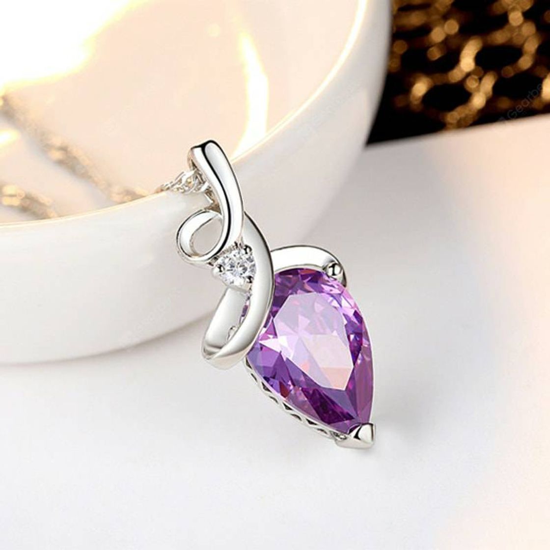 Moda Stylish Intimate Heart Shape Design Necklace - Purple One Si