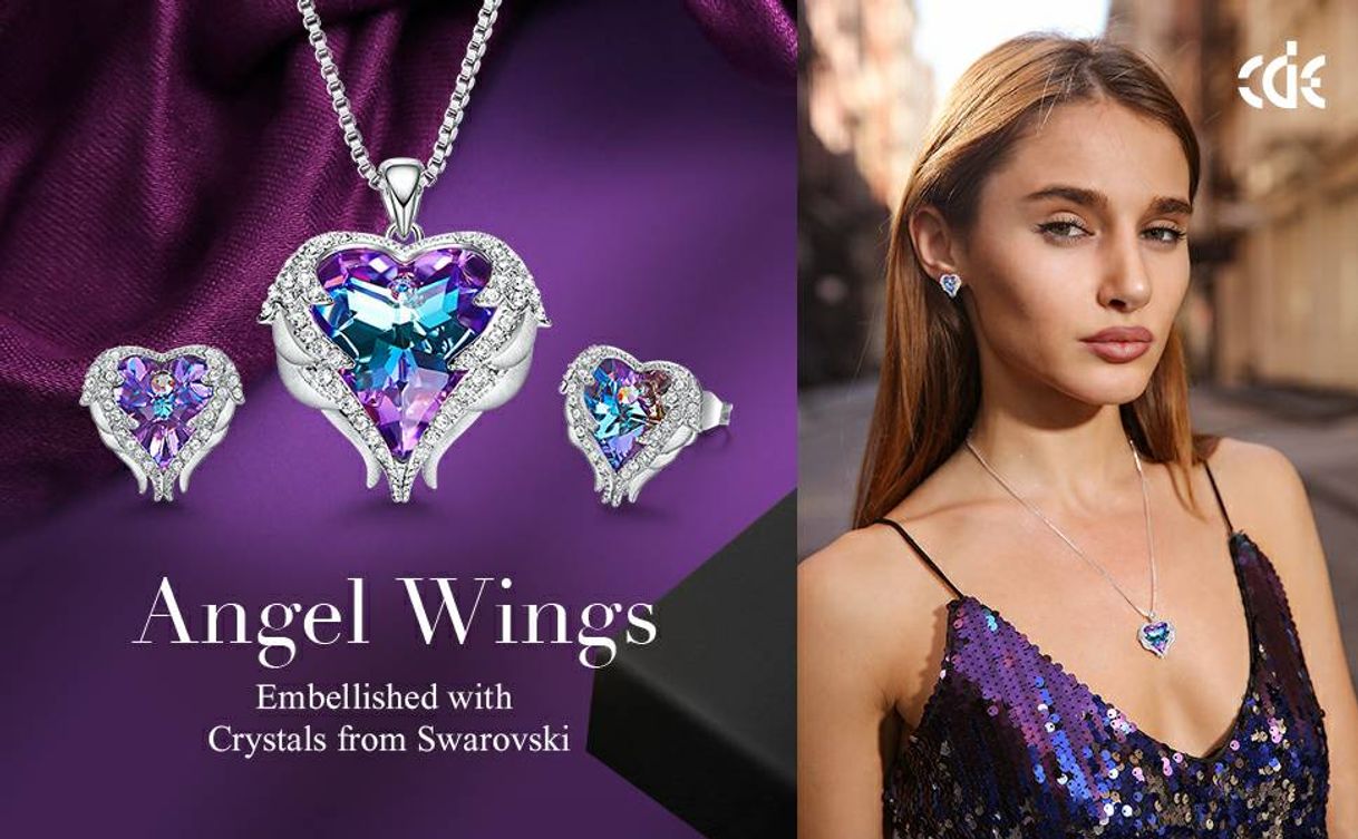 Moda CDE Angel Wing Love Heart Necklaces 