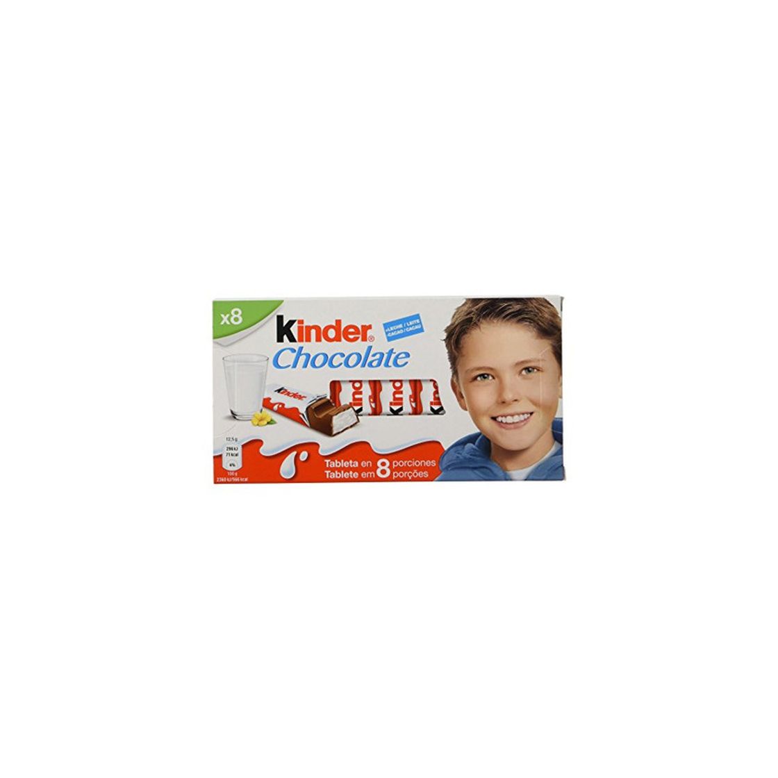 Social Kinder Chocolate Barritas de Chocolate con Leche - Pack de 8 x
