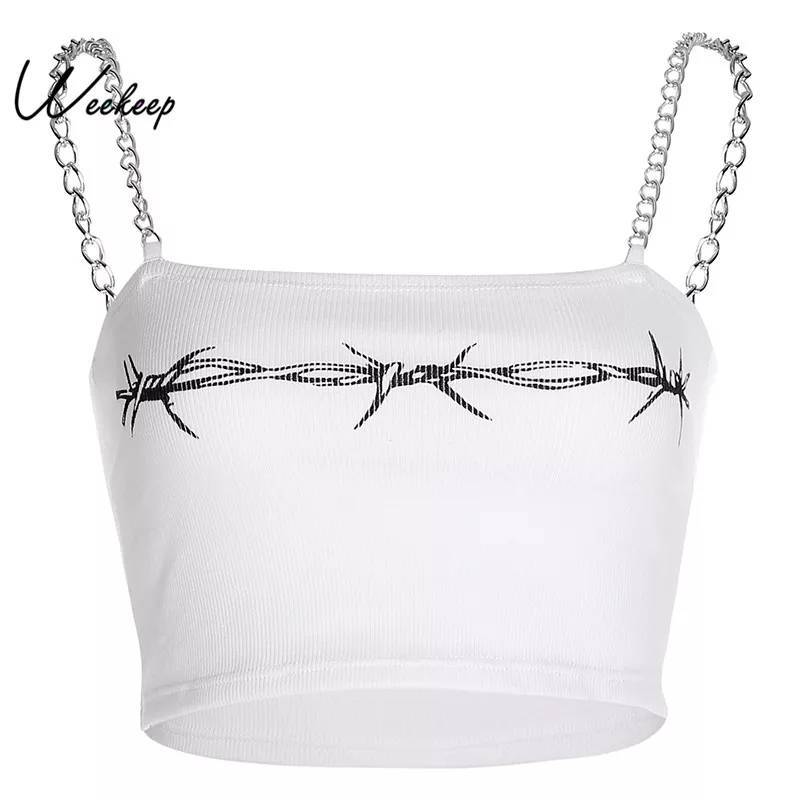 Moda Top cadenas blanco