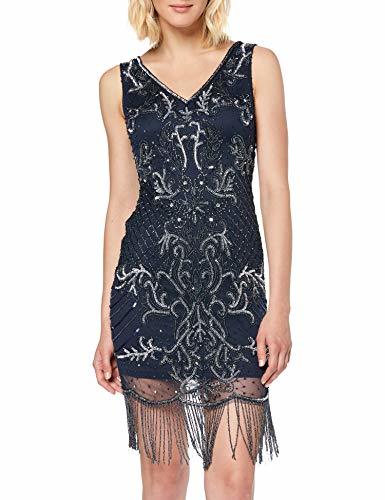 Lugar Frock and Frill Hera V-Neck Fringed Embellished Flapper Dress Vestido Fiesta Mujer,