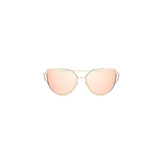 Forepin® Gafas de Sol Mujer y Hombre Polarizadas Moda Marca Metal UV400 Lentes de Protección Planos Espejo Con Estilo Ojo de Gato