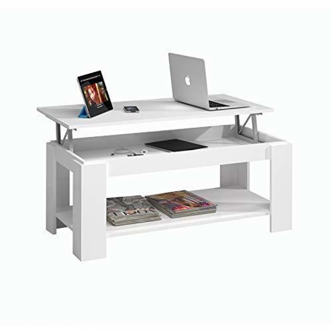 Social Habitdesign Mesa de Centro con revistero Incorporado, 102x50x43/54 cm