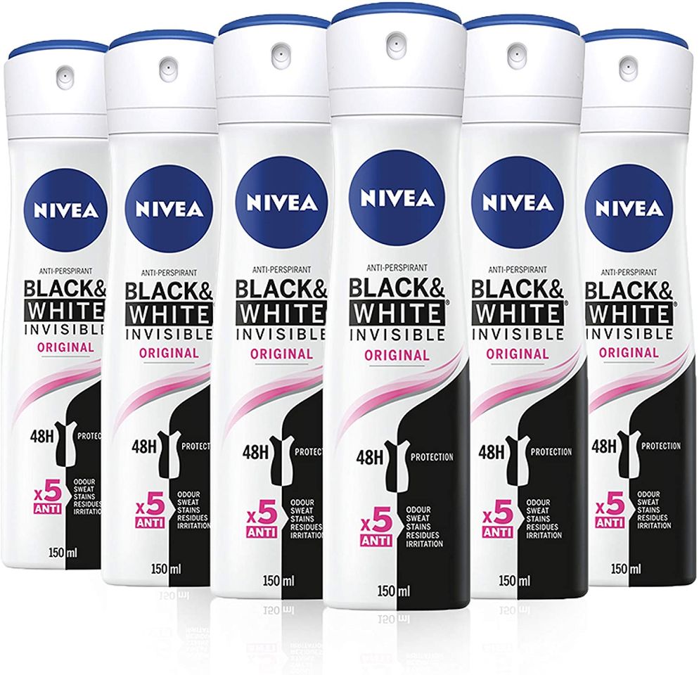 Social NIVEA Black & White Invisible Original Spray en pack de 6