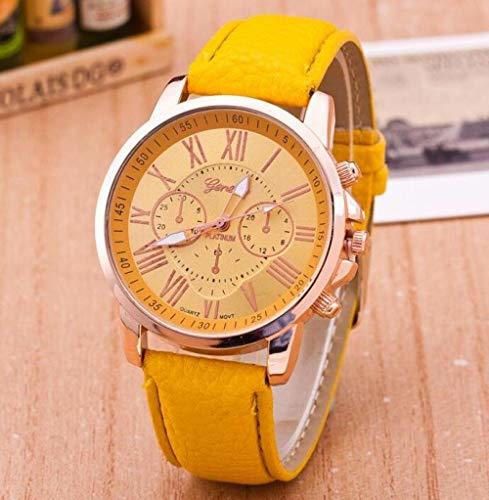 Marca Cuero Reloj de Cuarzo Mujeres Hombres señoras Moda Pulsera Relojes de