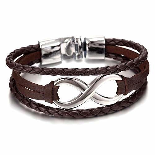 AIMICONG Pulsera Hombre Pulsera De Cuero Vintage De Moda para Hombre Pulsera