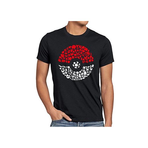 A.N.T. Atrapa más Monstruos Camiseta para Hombre T-Shirt Poke Ball Videojuego, Talla