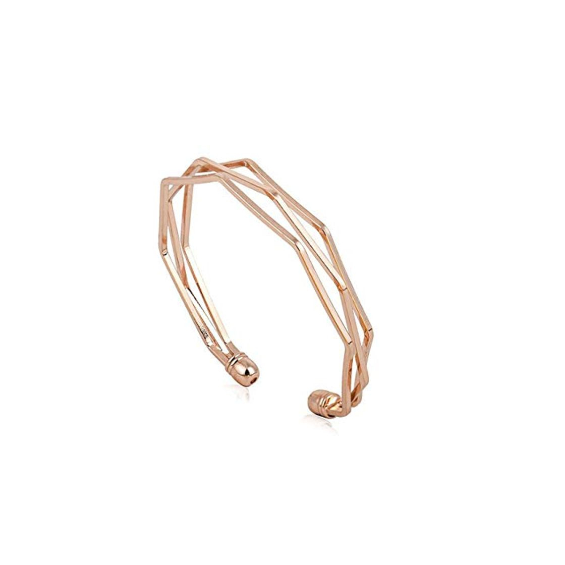 Producto Sunwd Cuentas Pulsera Creative 3D Geometry Open Bracelets & Bangles Rose Gold Stainless Steel Hollow out Cuff Bracelt Pulseira Feminina Braslet Rose Gold