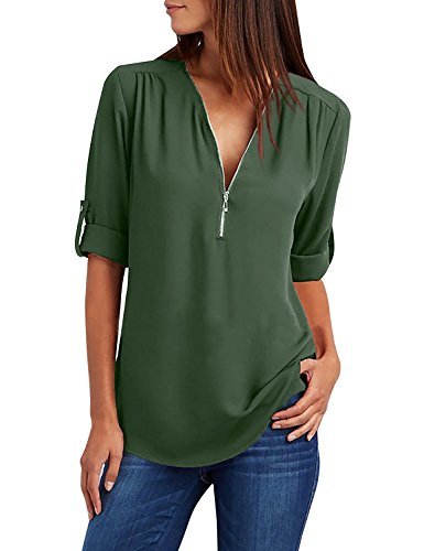 Moda UMIPUBO Blusas y Camisa Mujer Vaquera Sexy Camisetas de Gasa Tops Cremallera