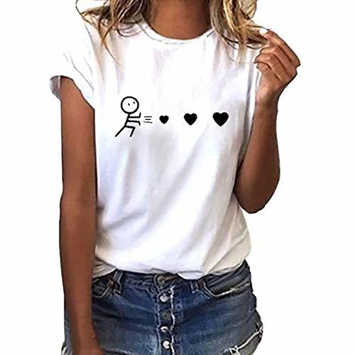 Lugar Camiseta de Mujer Manga Corta riou Mujeres Elegantes Blusas Verano con Estampado