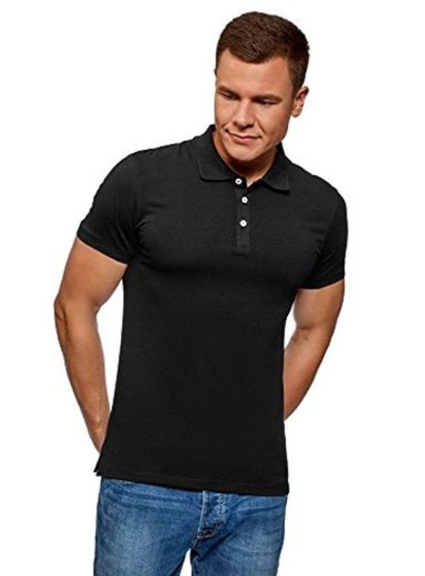 Productos oodji Ultra Hombre Polo Básico de Algodón, Negro, ES 52-54