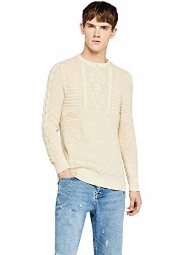 Marca Amazon - find. Jersey de Ochos Hombre, Marfil