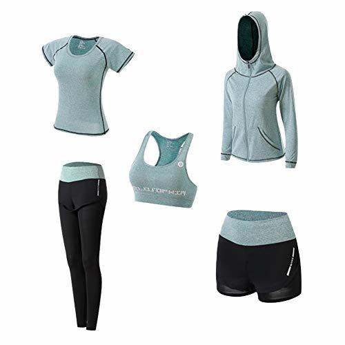 Fashion Ropa Deportiva Mujer, 5set Traje Camiseta para Deporte Yoga Gimnasia Sports Incluye