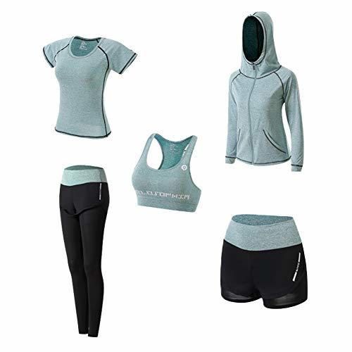 Ropa Deportiva Mujer, 5set Traje Camiseta para Deporte Yoga Gimnasia Sports Incluye