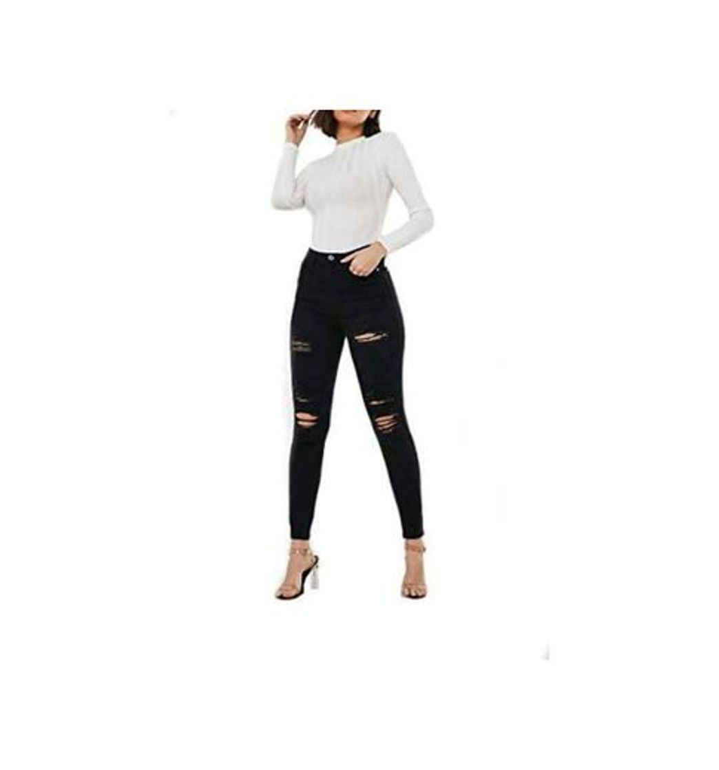 Moda Calça preta jeans 