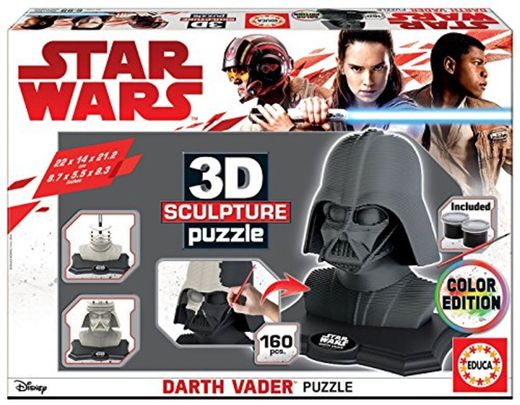 Educa - 3D Sculpture Puzzle Star Wars Darth Vader, Montar y pintar,