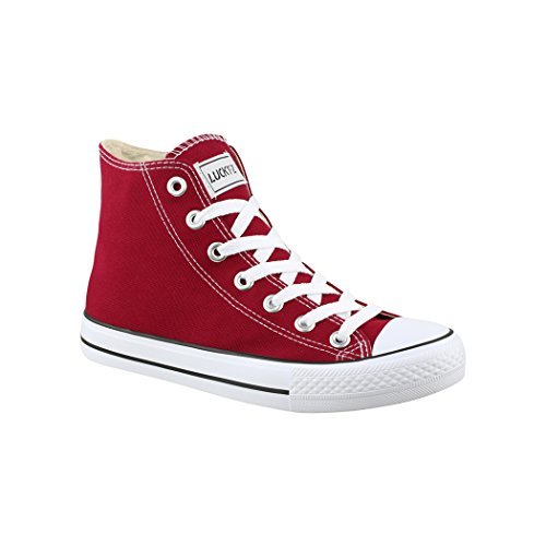 Moda Elara Zapatilla de Deporte Unisex Sneaker High Top Chunkyrayan BE-CA014/CB019 Wine-45